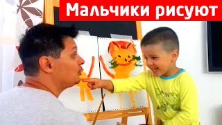 Урок рисования для детей / Рома рисует кошку / как нарисовать Рыбакит Урок рисования для детей / Рома рисует кошку / как нарисовать Рыбакит