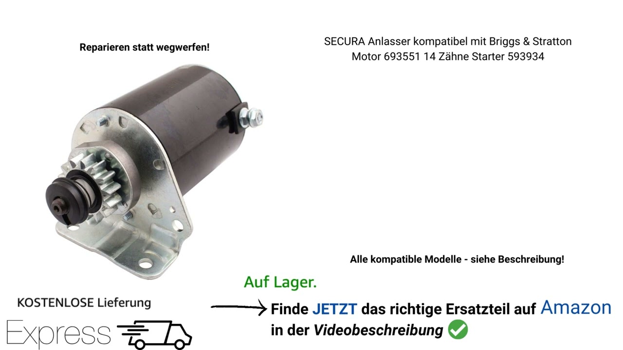 Anlasser Rasentraktor Anlasser 14 Zähne Metallritzel L=3-13/16" Passend Für Briggs Briggs Stratton Ersatzteile Anlasser