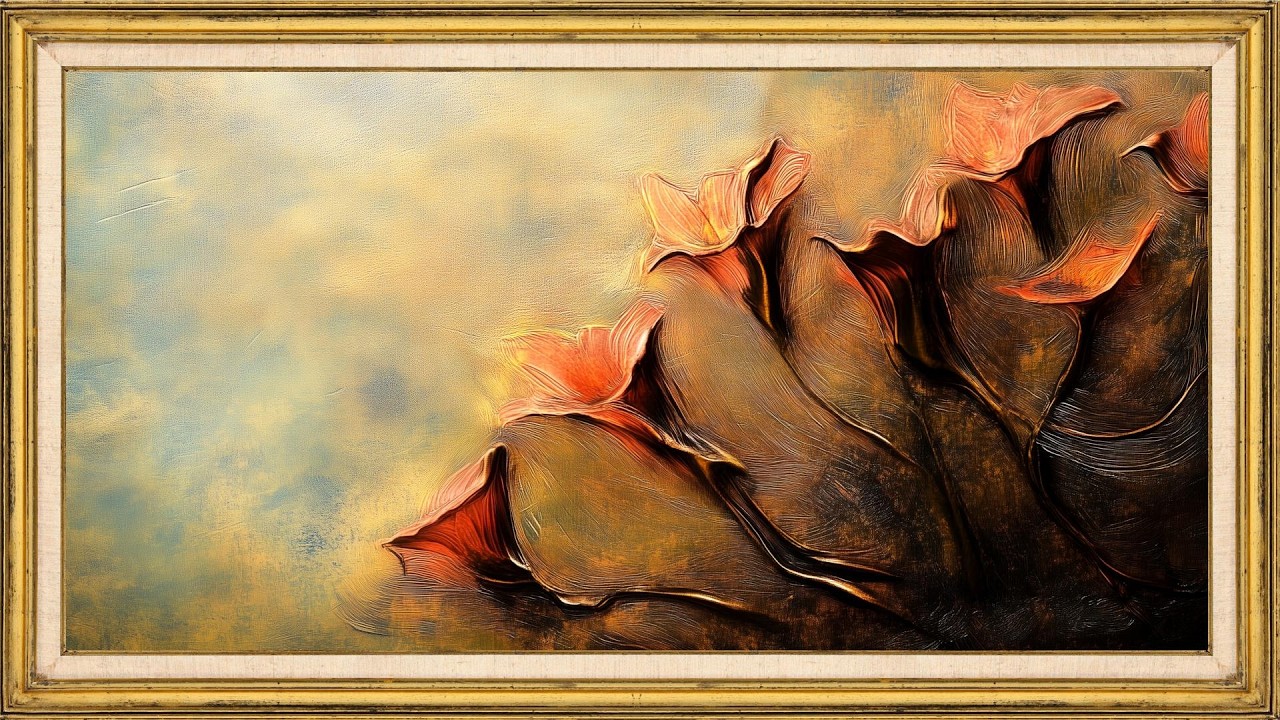 2 Hours Abstract Floral Art in Vintage Frame | Elegant TV Screensaver | Gallery Wall Decor in 4K