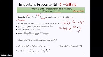 Week 9 Laplace Transform Part 2.3 Perform Laplace Transform using Property 𝛿 Sifting