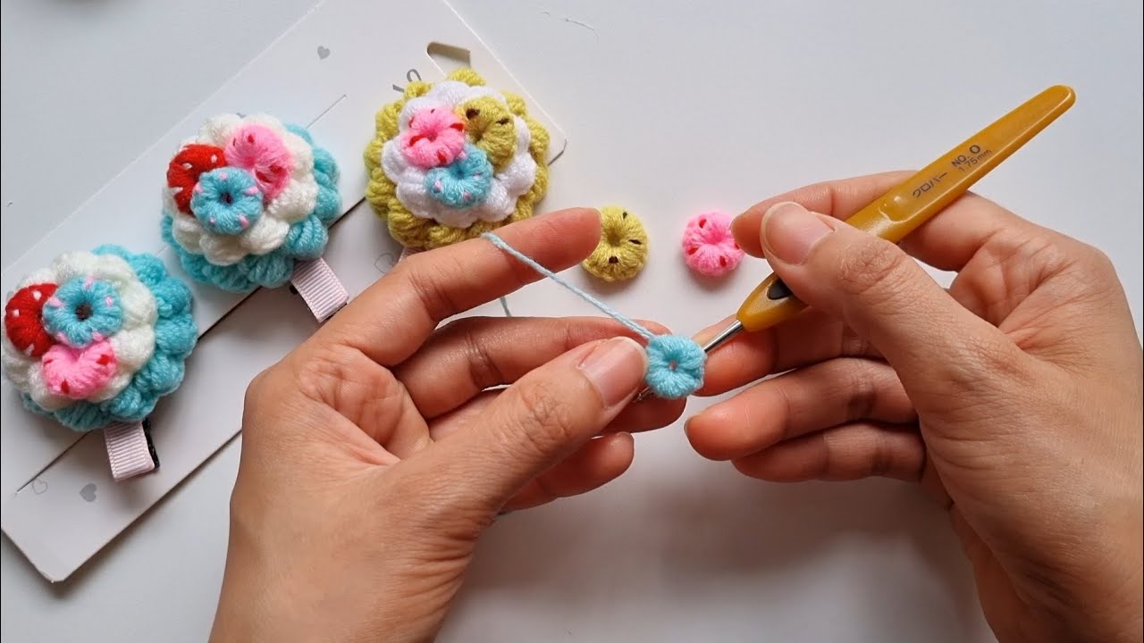 Cake Crochet Hair Clip ( Donuts လုပ်နည်း🍩🍩