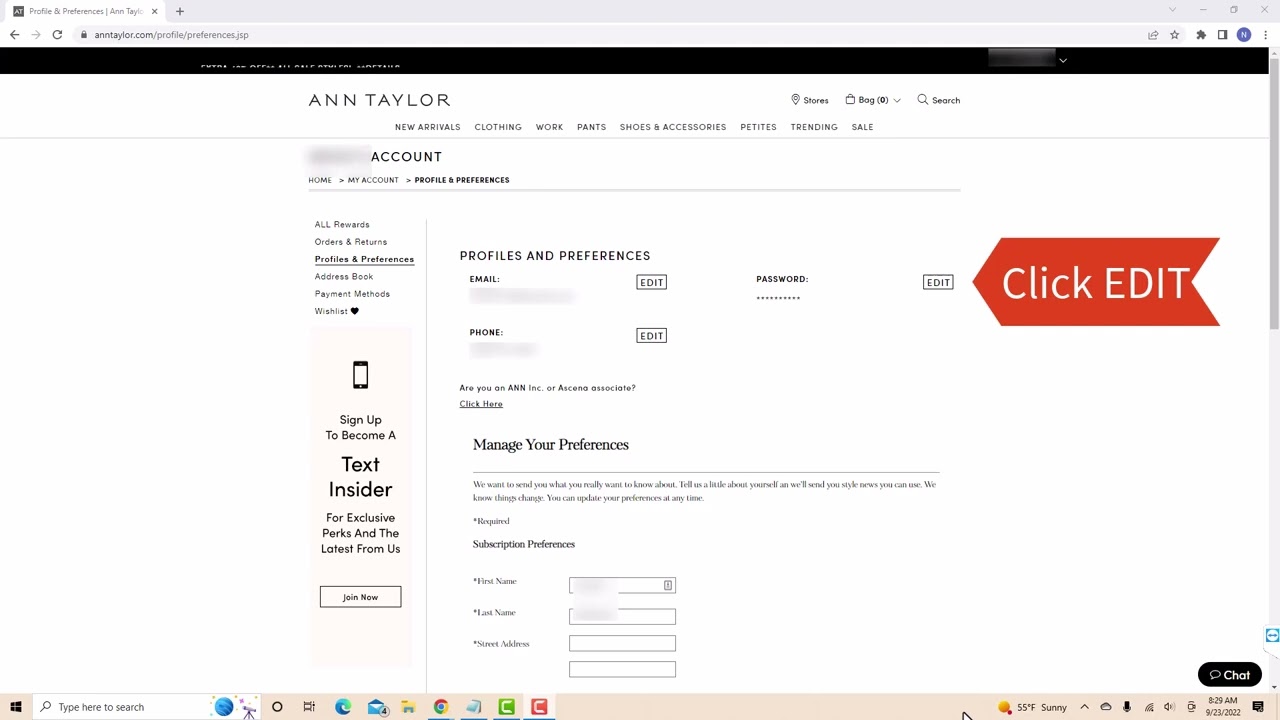 How to Change Your Ann Taylor Account Password