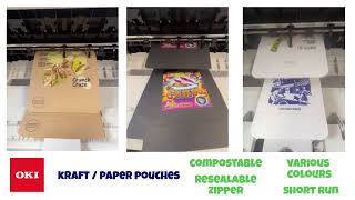 OKI Pro9542 printing diretly onto Pouches. Now you can print your own pouches in-house!