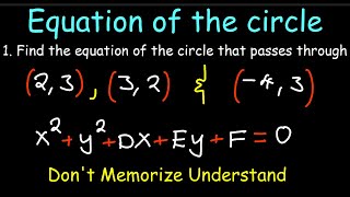 Equation Of The Circle: Passing Through 3 Points - conic sections