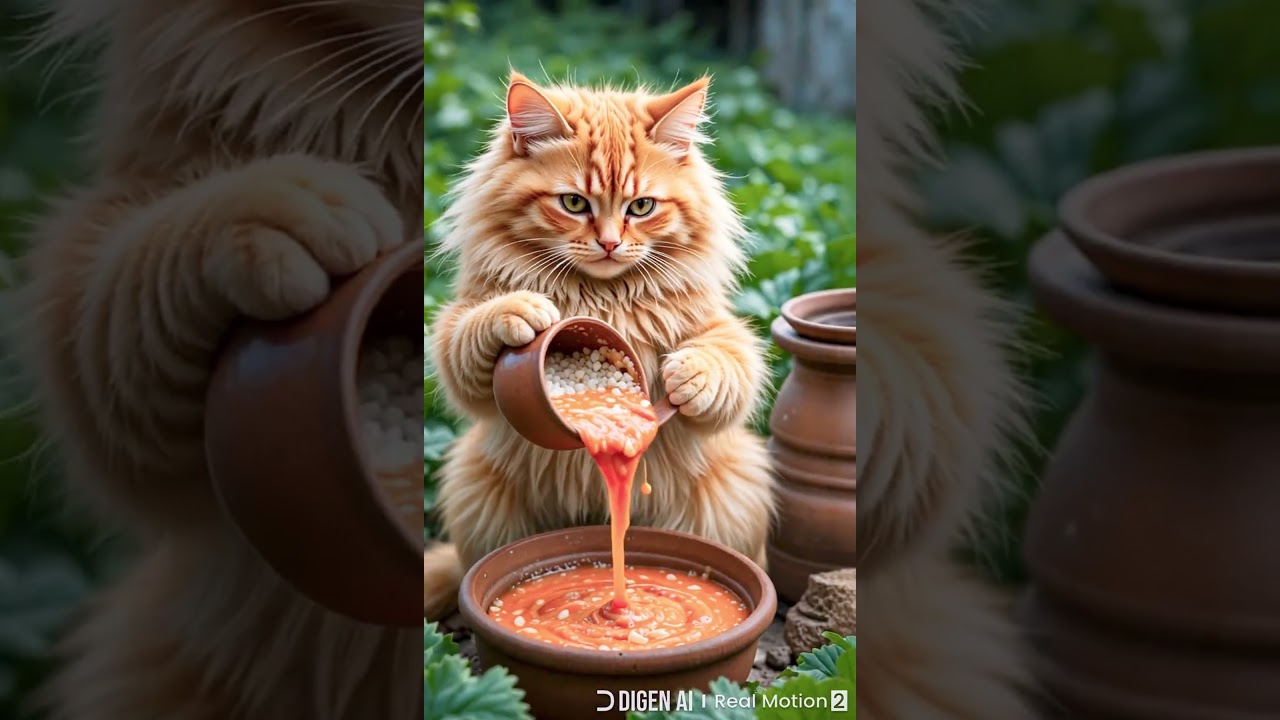 MasterChef Cat Cooking in the Village Kitchen 🍳🐱 | Heartwarming Cooking, Ai short