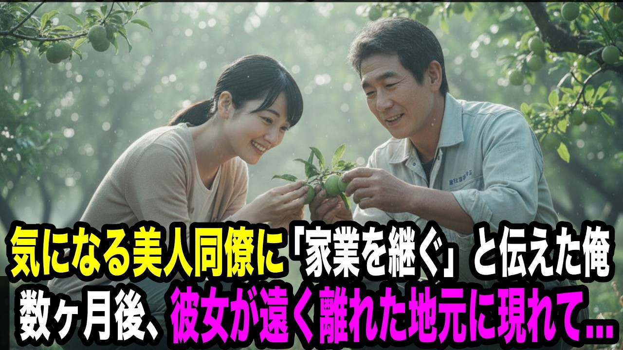 気になっていた美人同僚に「家業の農園を継ぐ」と伝えた俺。別れのあいさつをして地元に戻った→４ヶ月後、彼女が突然現れた結果...【感動する話】【馴れ初め】
