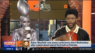 GMFB | Nate Burleson react to Baker Mayfield cuts press conference shotrt Wednesday..