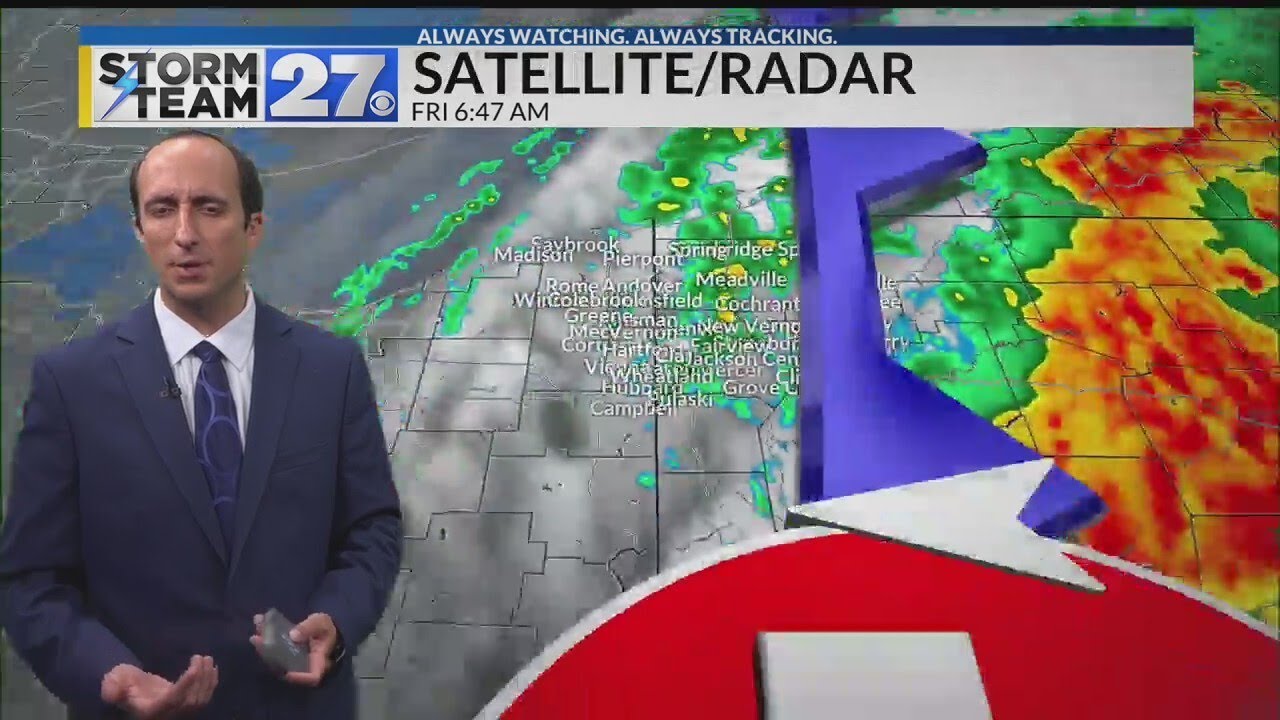 Morning showers then drier and less humid Friday afternoon - YouTube