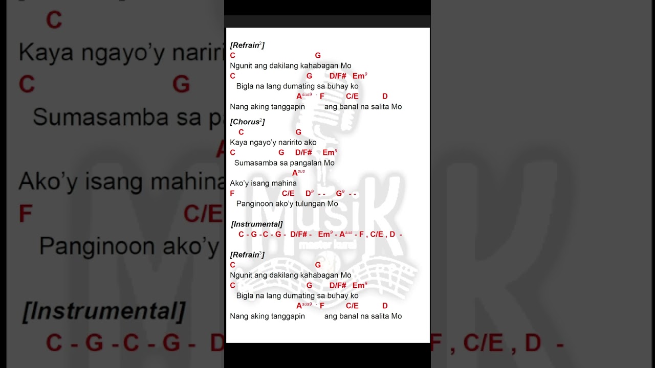 TULUNGAN MO || instrumental || key of G || lyrics and chords || Sammy Bagcat