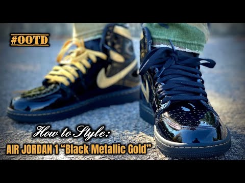 black metallic gold jordan 1 outfit