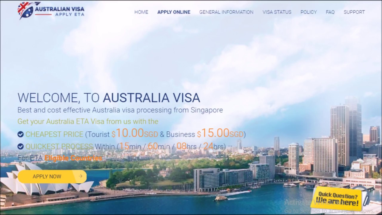 australia tourist visa for singapore