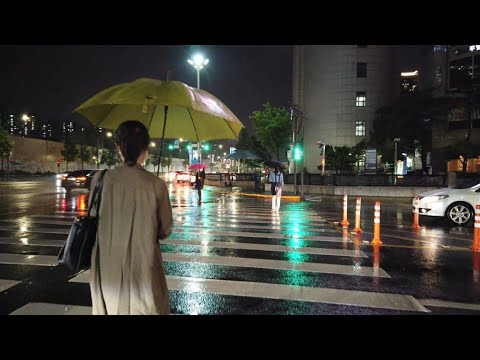 비오는 날 밤, 잠실역 주변 걷기 walking in the rain around Jamsil, Seoul
