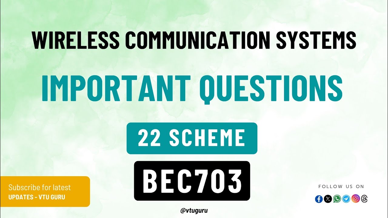 BEC703 Wireless Communication Systems Important Questions | BEC703 Important Questions | VTU Exam