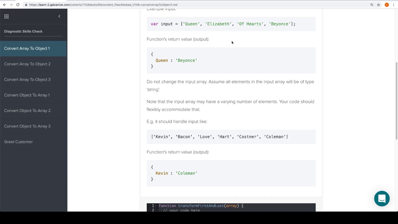 Module 1 - Diagnostic - Array To Object 1 - YouTube