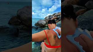 Guasha therapy… but make it ocean energy! 🌊✨ Imagine relaxing right at the beach 🏖️