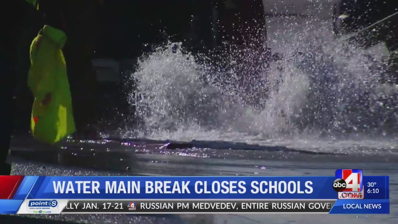 Water main break closes schools - YouTube