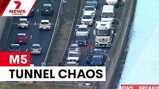 M5 tunnel crash causes kilometres-long traffic chaos | 7NEWS