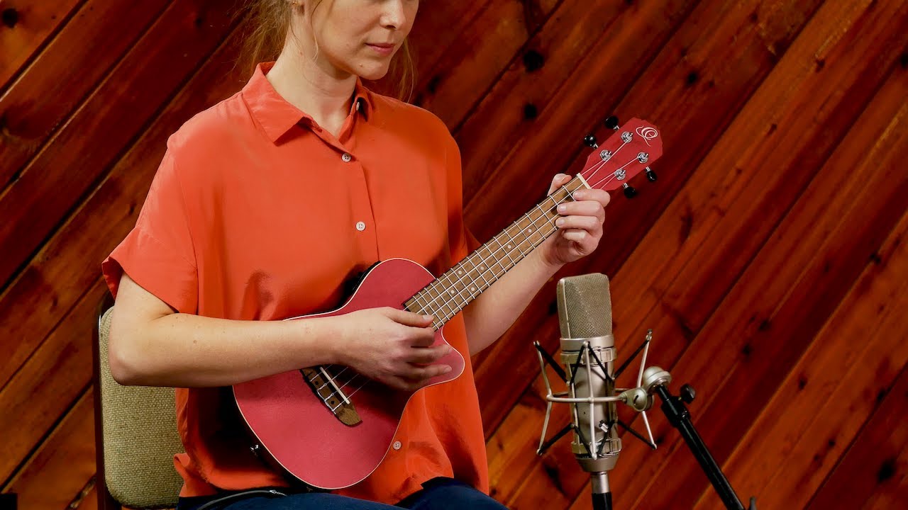Earth Concert Ukulele w/ Electronics and Tuner by Ortega Guitars - Ruby Raspberry - RURUBY-CE