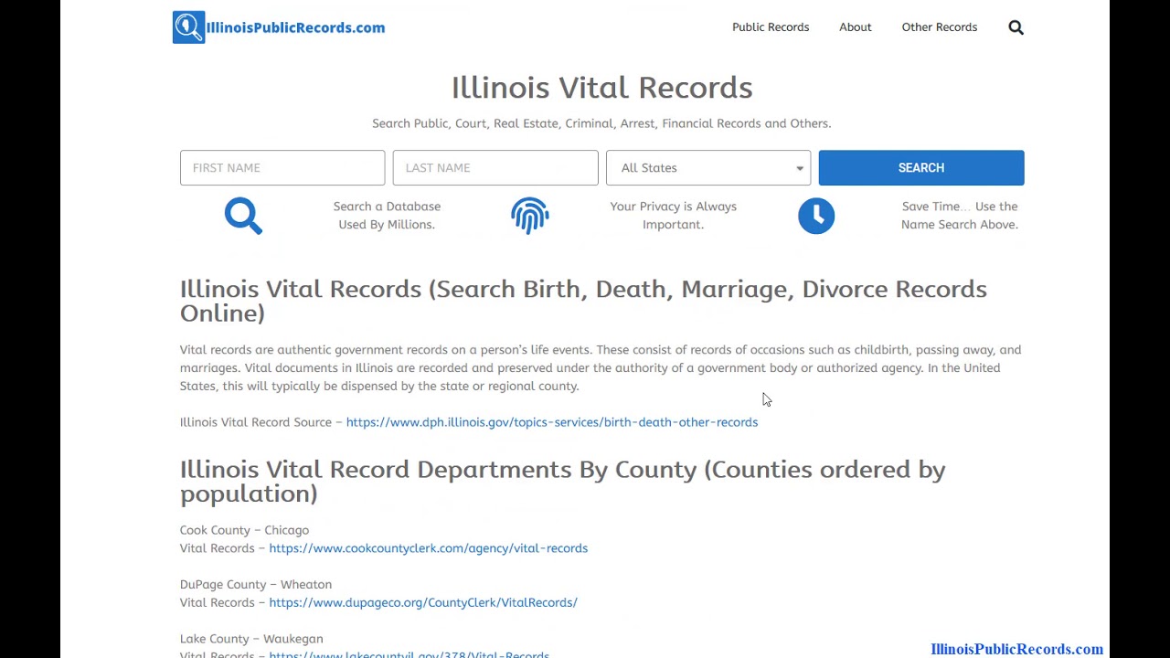 Illinois Vital Records Search Birth Death Marriage Divorce Records