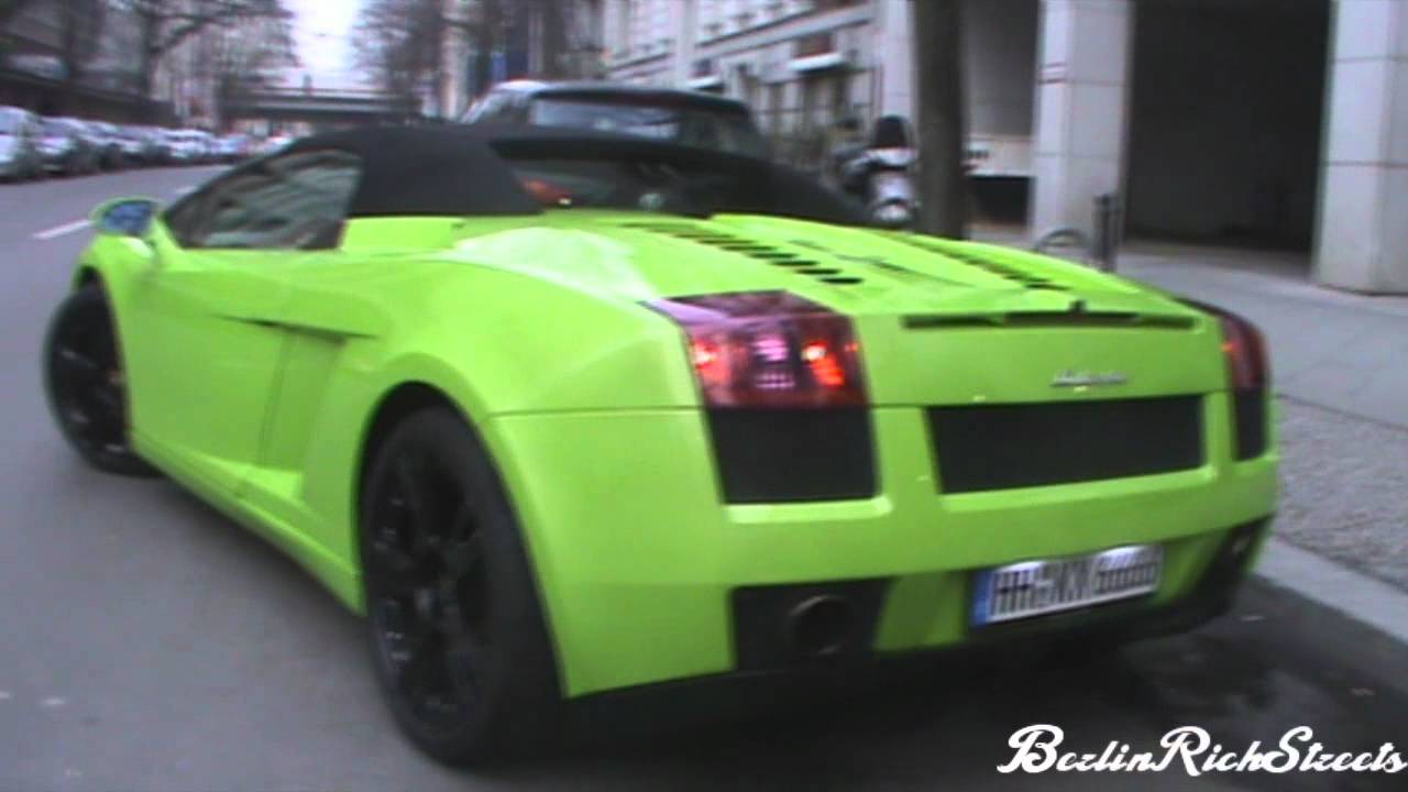 Verde Ithaca Lamborghini Gallardo Spyder - Start and insane accelerations