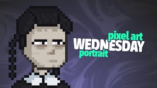Pixel Art Wednesday Addams Portrait Speed Art