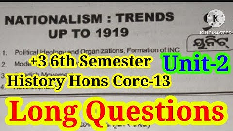 +3 6th Semester History Hons Core-13 | Unit-2 | Long Questions with Answers |