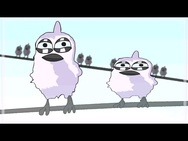 Two birds on a wire. | Animated