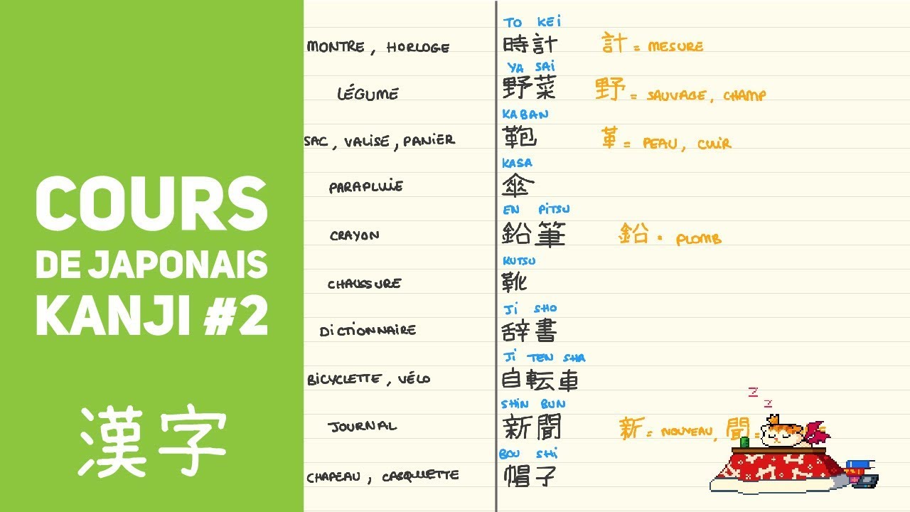Cours de Japonais - Kanji #2 (prises de notes) - YouTube