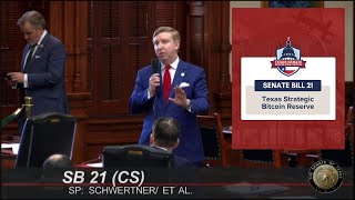 Senator Parker floor remarks on Senate Bill 21 - Texas Strategic Bitcoin Reserve