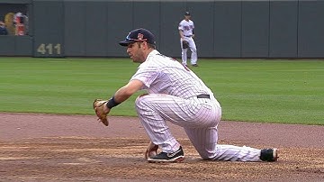 KC@MIN: Mauer dives to snag tough grounder