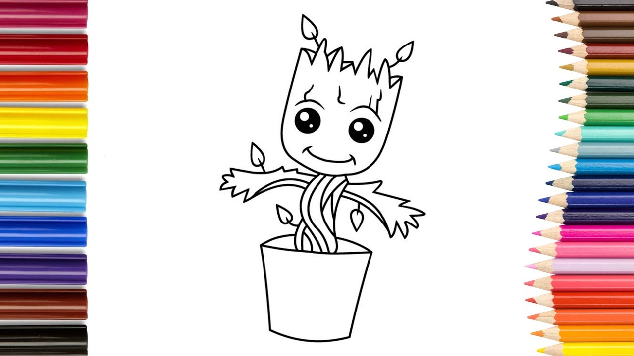 🌱 HOW TO DRAW GROOT EASY 🎨 BABY GROOT STEP BY STEP FOR KIDS 🪐 GUARDIANS OF THE GALAXY