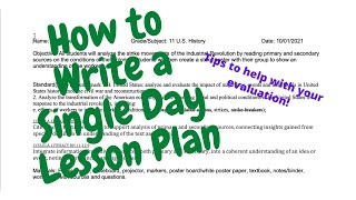 How to Write a Lesson Plan | Single Day Lesson | Tips for a great Lesson Plan