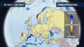 Monthly precipitation forecast for Europe 16/10/2026