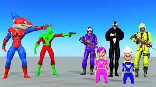 TEAM SPIDER-MAN VS Bad Guy Joker - Challenge Rescue 2 baby Spiderman from spider Joker, Venom