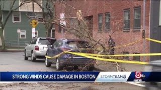 Strong winds cause damage in Boston