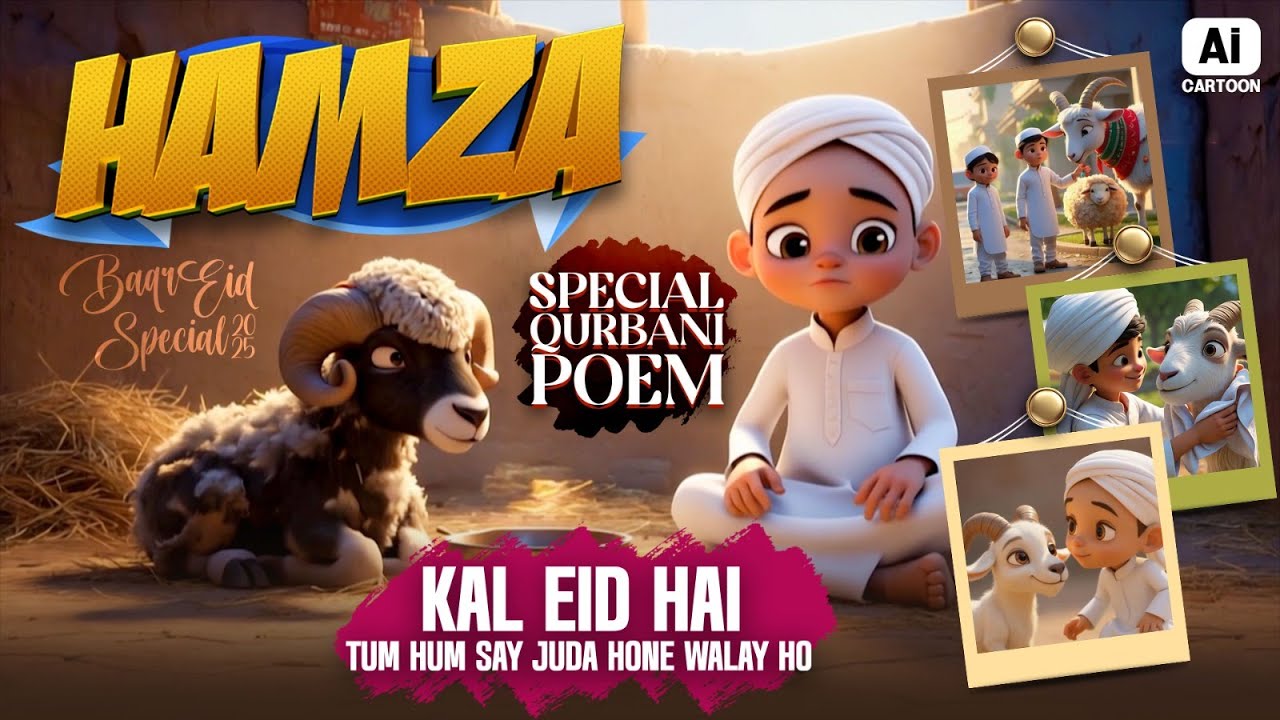 Kal Eid Hai | Special Qurbani Poem | Hamza AI Cartoon Series | Kids Madani Channel