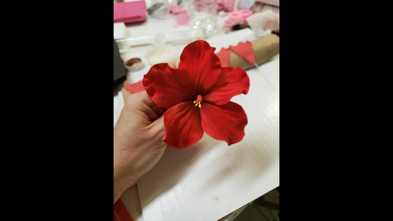 Flor Hybiscus en Pasta de Goma para decoración de pasteles