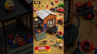 DIY Mini Tractor Builds Luxury Real Brick House with Cement Construction Project 🏠🚜। #Short
