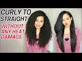 How I Straighten my Curly Hair without Heat Damage - Curly to Straight Routine w/ Tips | Lana Summer