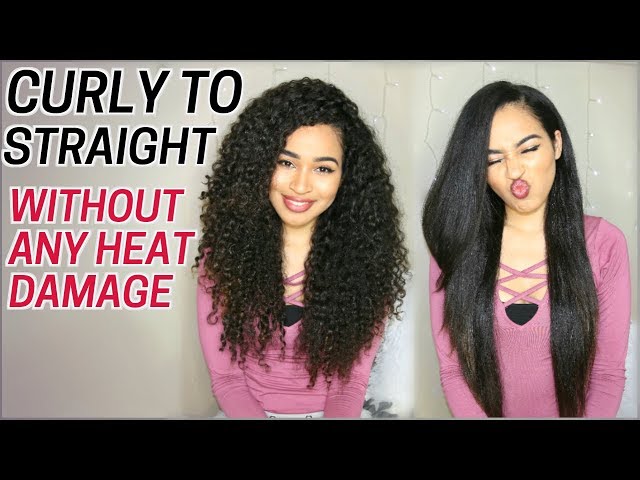 How I Straighten my Curly Hair without Heat Damage - Curly to Straight  Routine w/ Tips | Lana Summer - YouTube