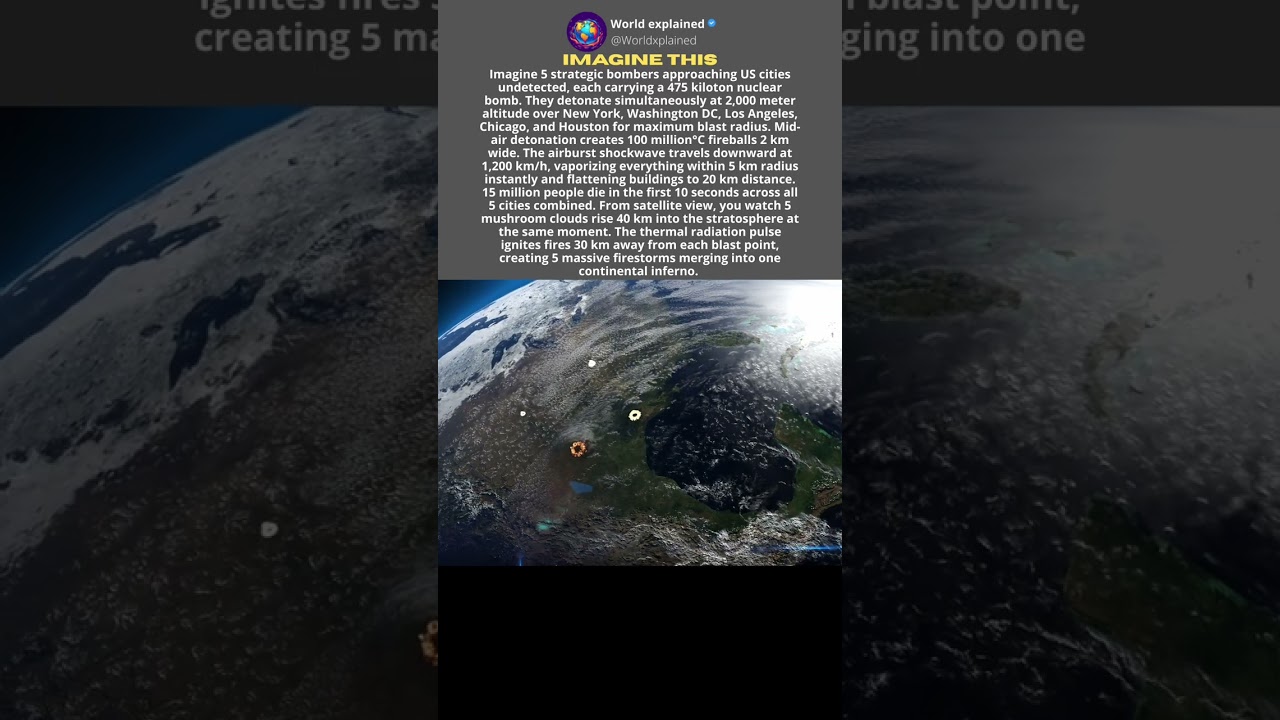 5 bombers detonate 475 kiloton nukes - 15 million people vaporized instantly 