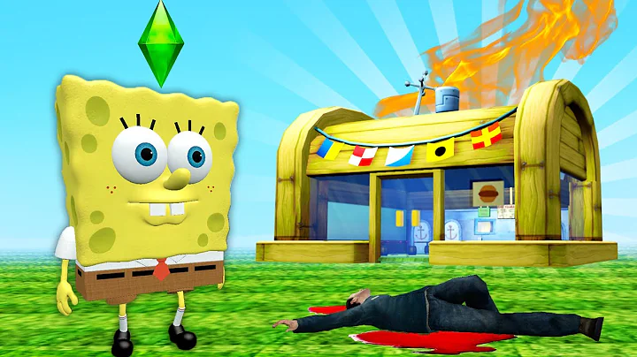 Terrorizing my Spongebob Sims at the Krusty Krab! ...
