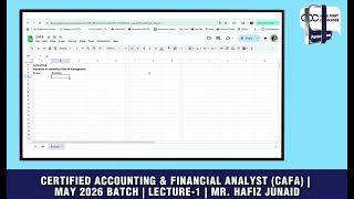 CPC | Certified Accounting & Financial Analyst (CAFA) | May 26 Batch | Lecture-1