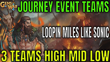 LOOPIN MILES LIKE SONIC!  3 Journey Event Teams high mid low | Gems of War Guide 2025