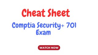 Cheat Sheet Comptia Security+ 701 exam 2025