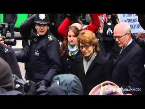 Chris Huhne and Vicky Pryce arrive at court for sentencing