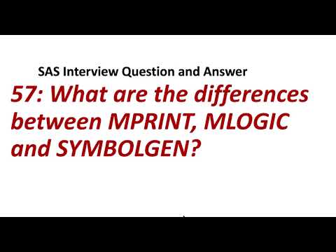 57. What are the differences between MPRINT, MLOGIC and SYMBOLGEN ?|| SAS Interview Question/Answer.