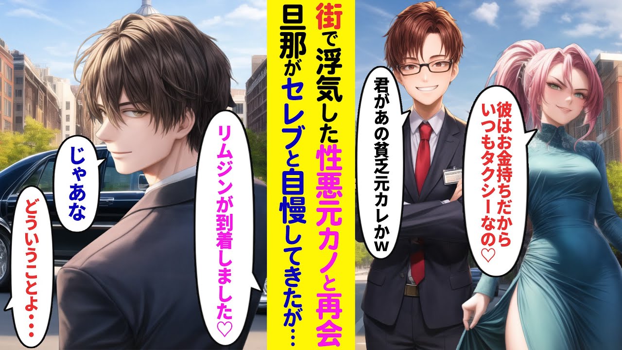 【漫画】俺を捨てた元カノと街で再会「私達はタクシー呼ぶからｗ」すると美人秘書が現れ「リムジンが到着しました♡」「どうなってるのよ…」【ラブコメ】