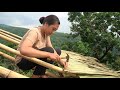 Bushcraft Building - Beautiful Young Girl Build Bamboo Hut on Nature