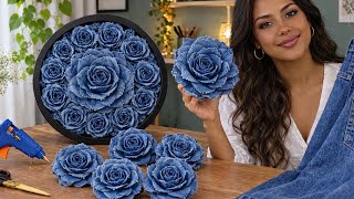🎁I made a box of roses from an old pair of jeans and gave it to my friend👖
